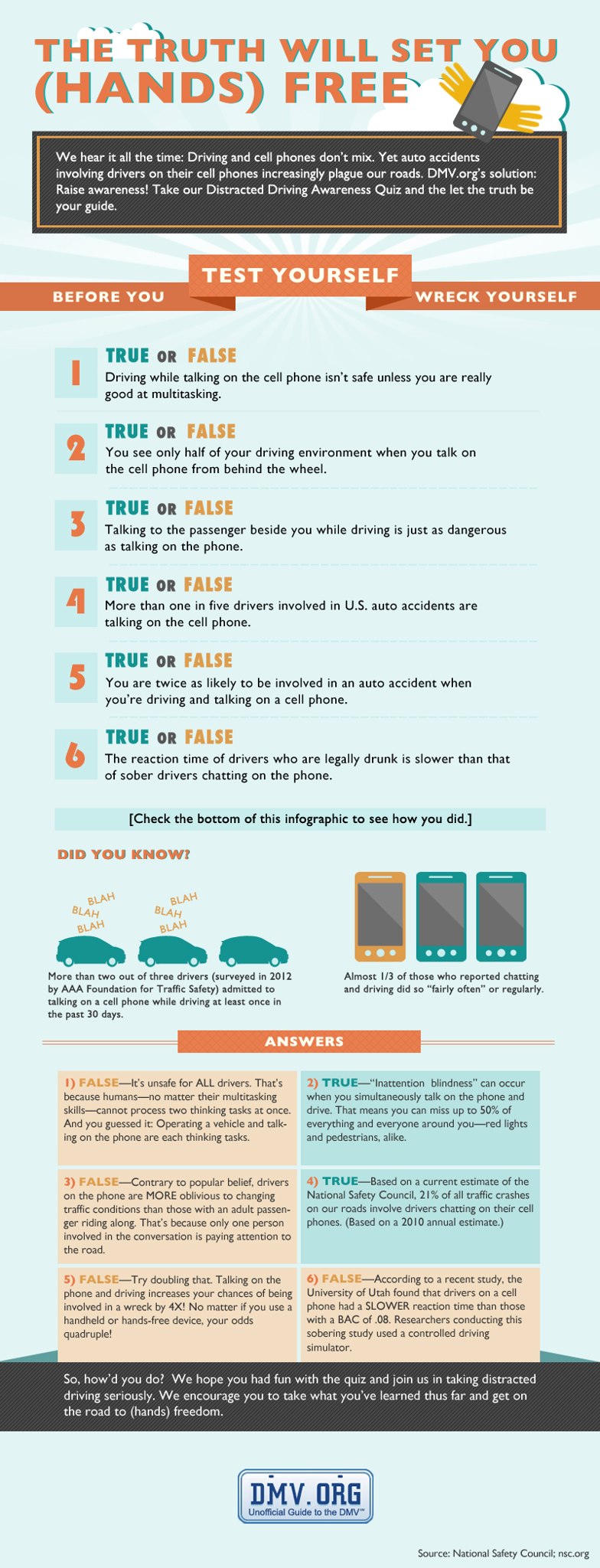Infograpic with myths on cell phone use and driving