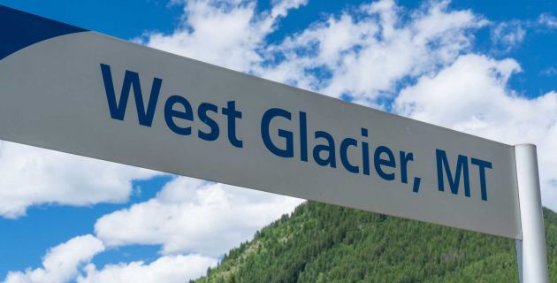 West Glacier, Montana sign